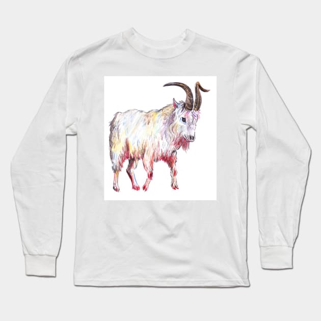 Mountain Goat drawing Long Sleeve T-Shirt by sadnettles